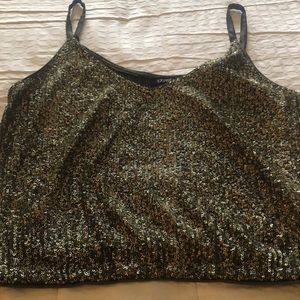 Express Army Green Sequin Top. Size Small.